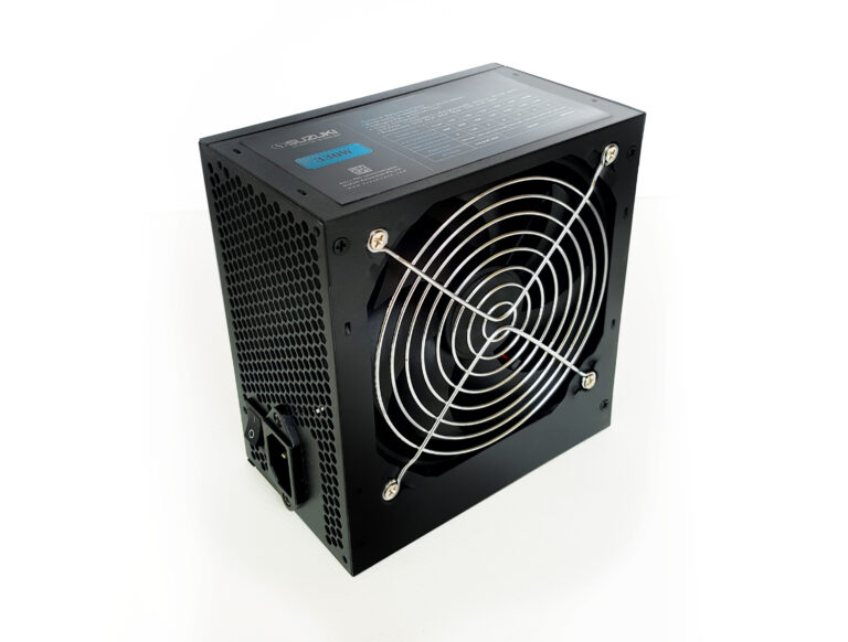 Black Suzuki 330W power supply unit featuring a cooling fan grill and AC power socket
