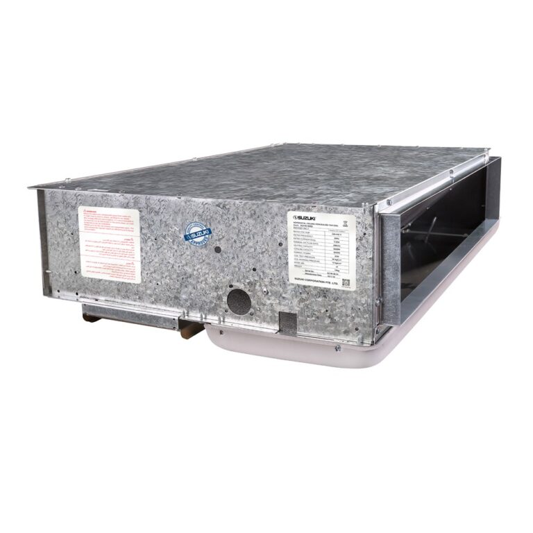 Galvanized steel industrial unit with Suzuki branding and technical specification labels