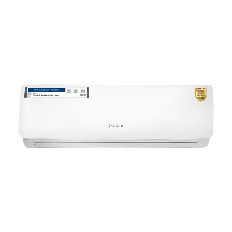 White Suzuki Tanoshi T1-18K split air conditioner indoor unit with Gold Fin technology