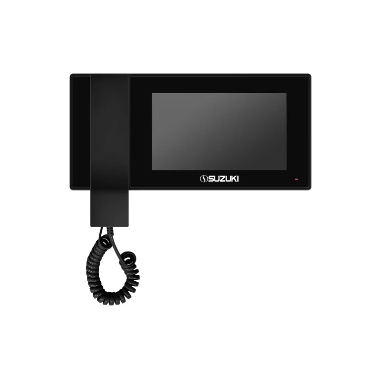 Black Suzuki digital display screen with a coiled connection cable