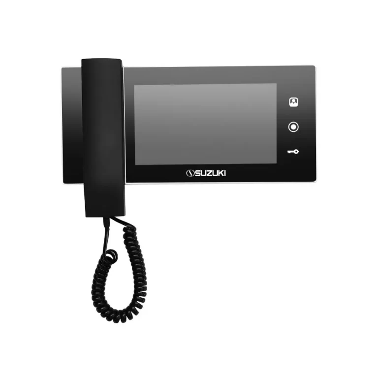 Suzuki car head unit with a digital display screen and a connected handset